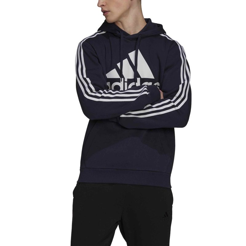 Adidas Essentials Fleece 3-Stripes Logo Hoodie H14642 Μπλε