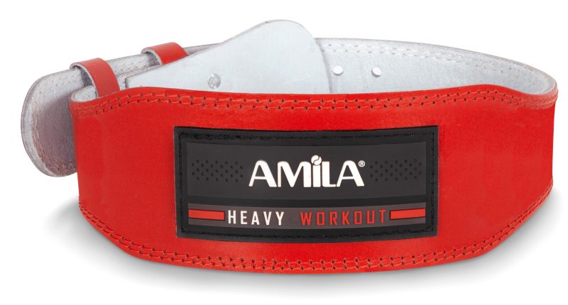 Ζώνη Άρσης Βαρών AMILA Δερμάτινη Κόκκινη Γ΄ Quality S AMILA 44305