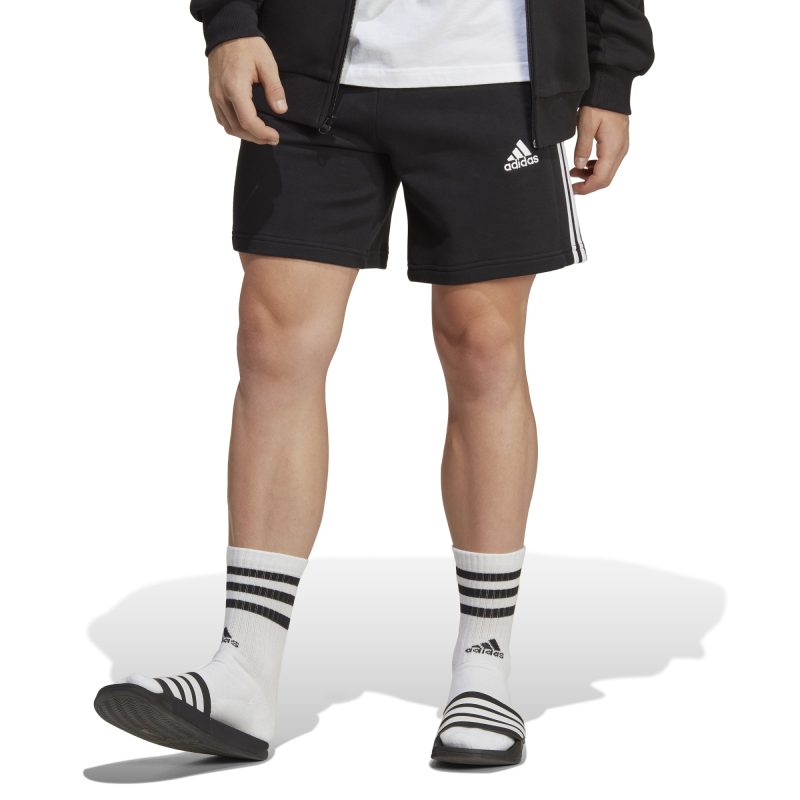 Adidas Essentials French Terry 3-Stripes Shorts IC9435 Μαύρο