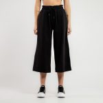 Be:Nation Terry Cropped Wide Leg Pant 02112501-01 Μαύρο
