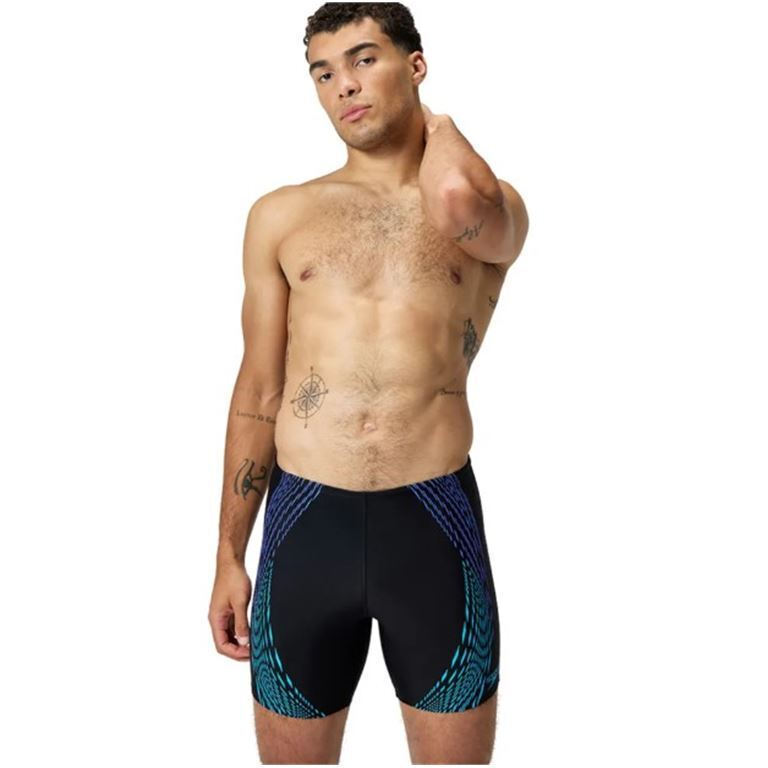 Speedo Mens Duo Logo Print Mid Jammer 0037641-5334 Μαύρο