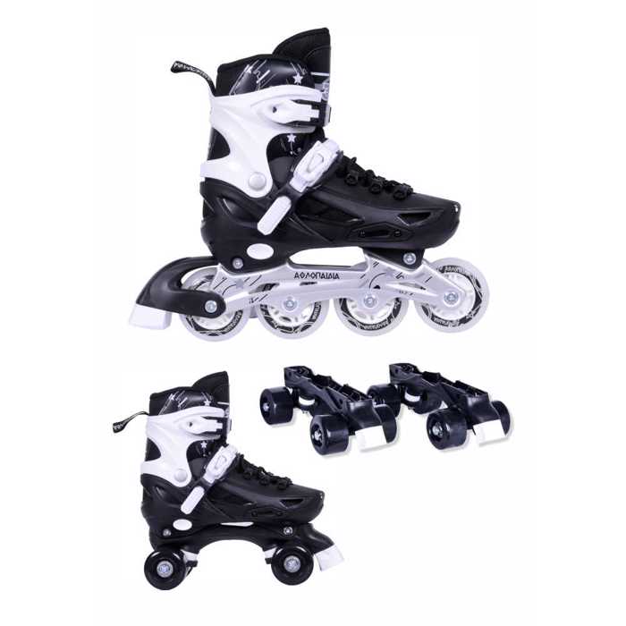 ΑΘΛΟΠΑΙΔΙΑ 10306 Αυξομειούμενα Πατίνια/Roller Skates 2 σε 1 - Μαύρο 002.10306/INLR/M