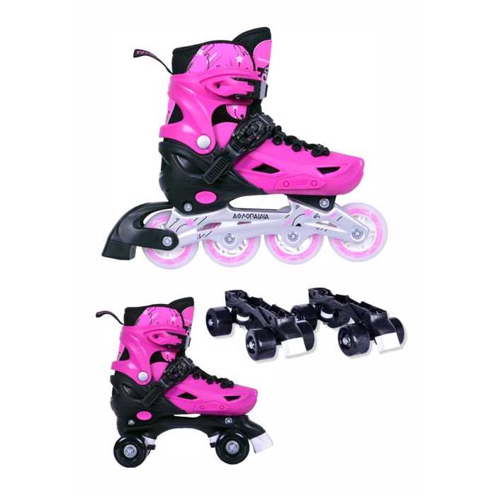 ΑΘΛΟΠΑΙΔΙΑ 10306 Αυξομειούμενα Πατίνια/Roller Skates 2 σε 1 - Ροζ 002.10306/INLR/P