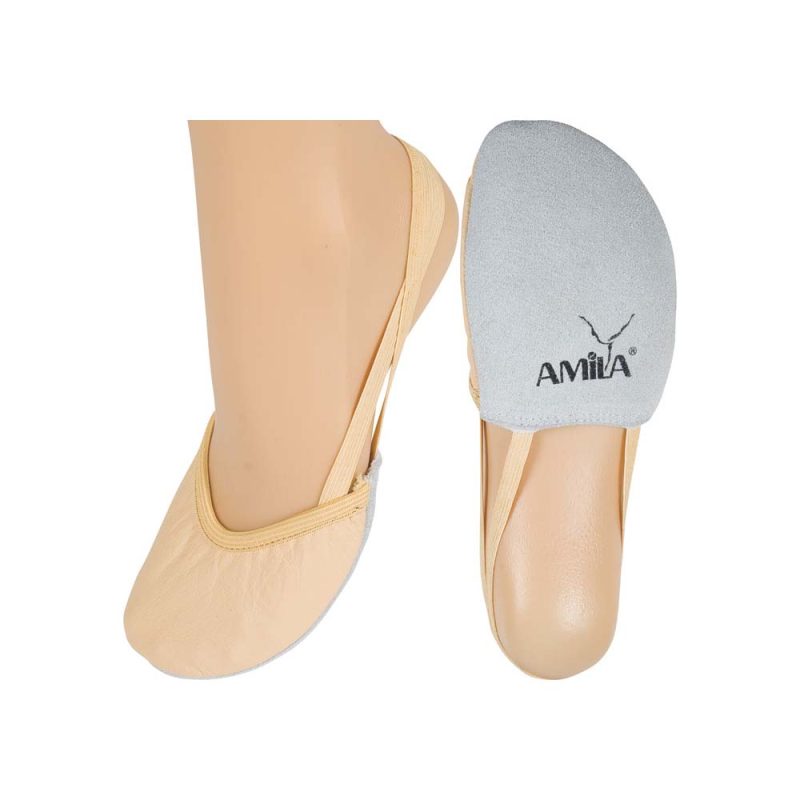Παπούτσια Ρυθμικής Γυμναστικής Μύτης Δερμάτινα Μπεζ, Νο29 AMILA 48366