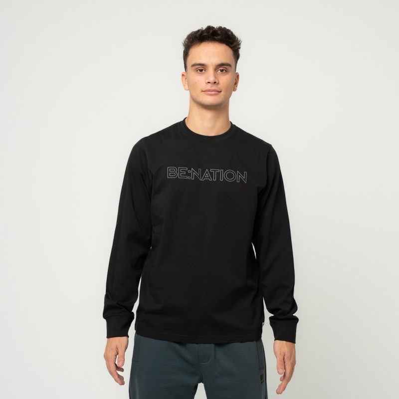 Be:Nation Essentials Long Sleeve Tee Black 06302504-01 Μαύρο