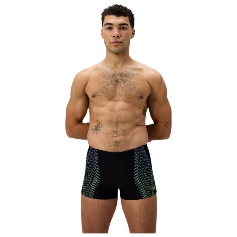 Speedo Mens Duo Logo Print Aquashort 0030331-8954 Μαύρο