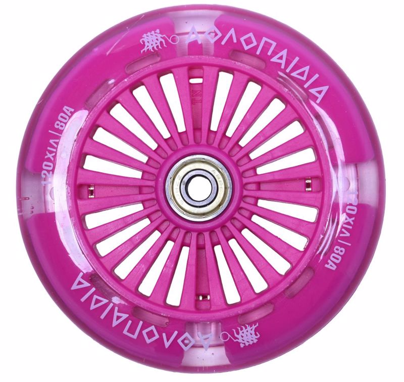 ΑΘΛΟΠΑΙΔΙΑ Ροδάκι 120χιλ. Φωτιζόμενο Με Ρουλεμάν, Εμπρόσθιο, Για Πατίνι 61215 - Φούξια 004.61215/FU/120