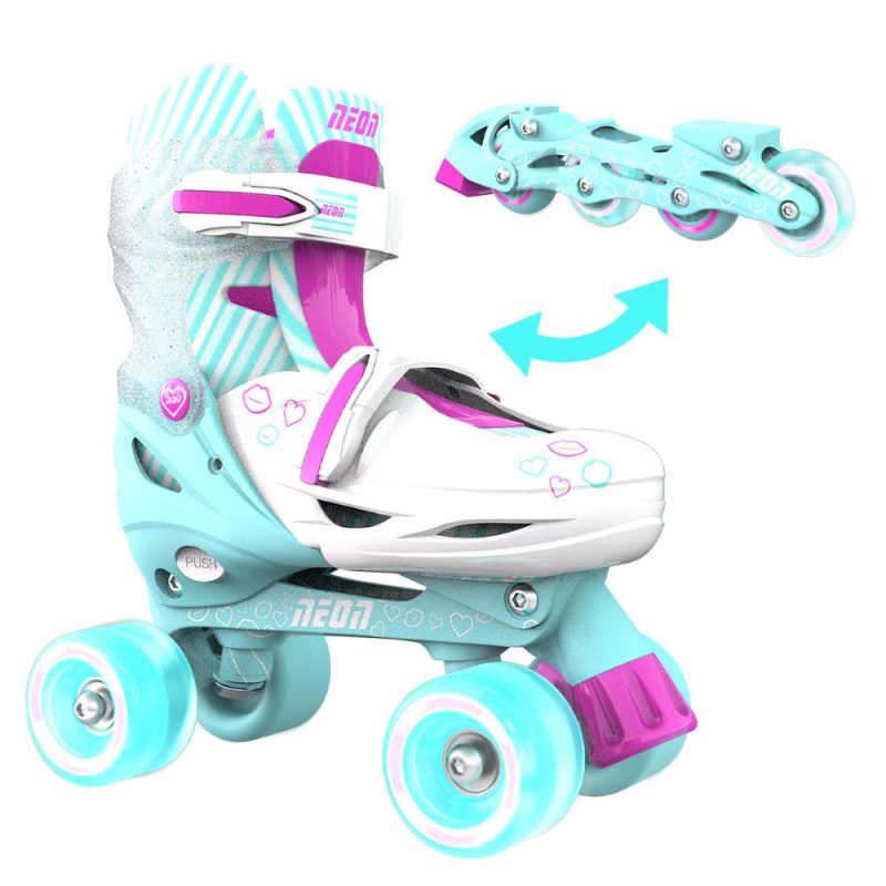 YVOLUTION Neon Combo 2 σε 1 Αυξομειούμενα Πατίνια #34-37 - Γαλάζιο/Ροζ 53.NT10T4