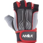 Γάντια Άρσης Βαρών AMILA Amara PU Μαύρο/Κόκκινο/Γκρι L  8330503 Amila