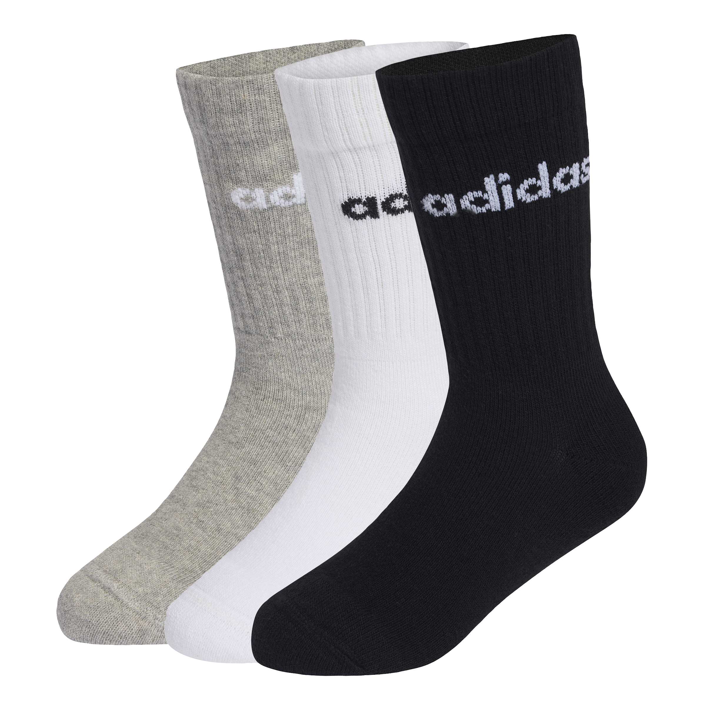 adidas_linear_kids_crew_3_pairs_ke7085_1 Adidas Linear Kids Crew 3 Pairs KE7085 Μαύρο/Λευκό/Γκρι - Image 1