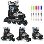 Αυξ/να Inline Skates NILS EXTREME ΣΕΤ 4 σε 1 με Αντικ/σιμη Λεπίδα Πάγου NH10907 Μαύρο/Μπλε - Image 4