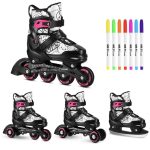 Αυξ/να Inline Skates NILS EXTREME ΣΕΤ 4 σε 1 με Αντικ/σιμη Λεπίδα Πάγου NH10907 Μαύρο/Ροζ - Image 4